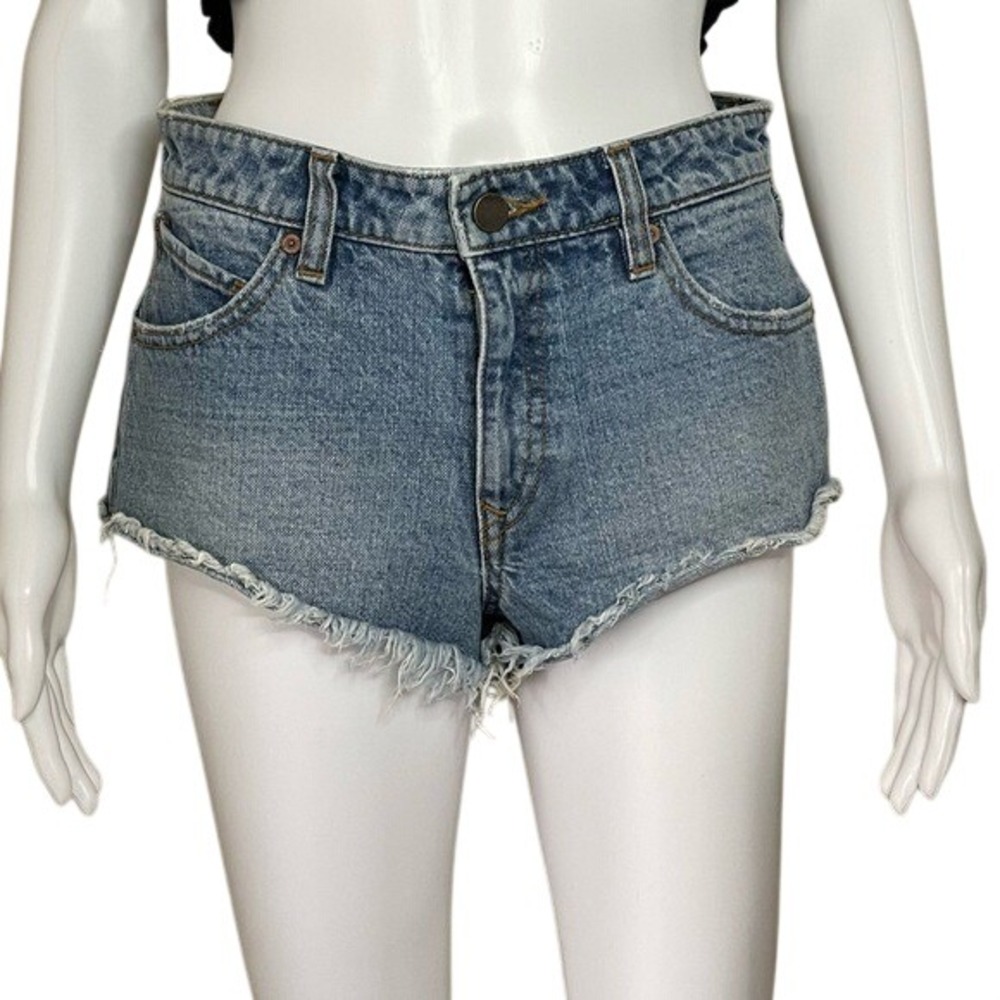 Volcom Cotton Medium Wash Micro Fit Denim Jean Short Shorts Size 26
